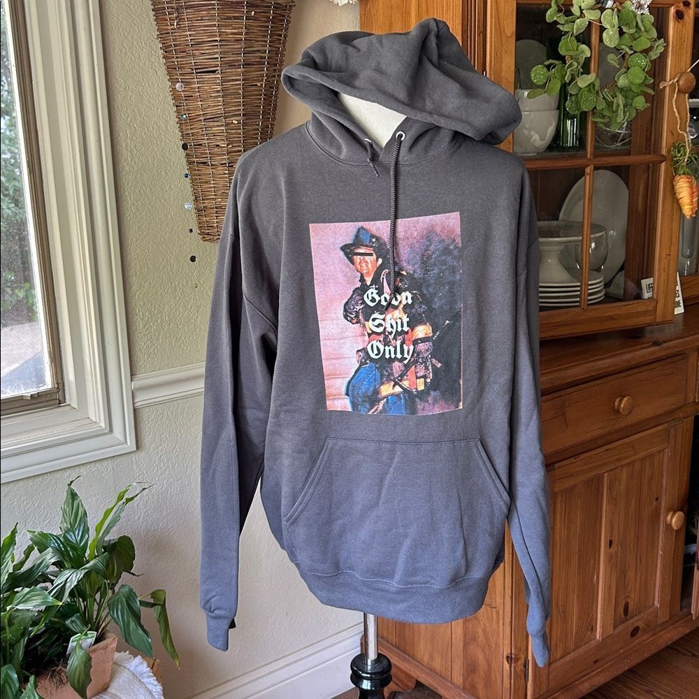 Dark Grey Graphic Pullover Hoodie - Men Sweater Size Large New No Tags